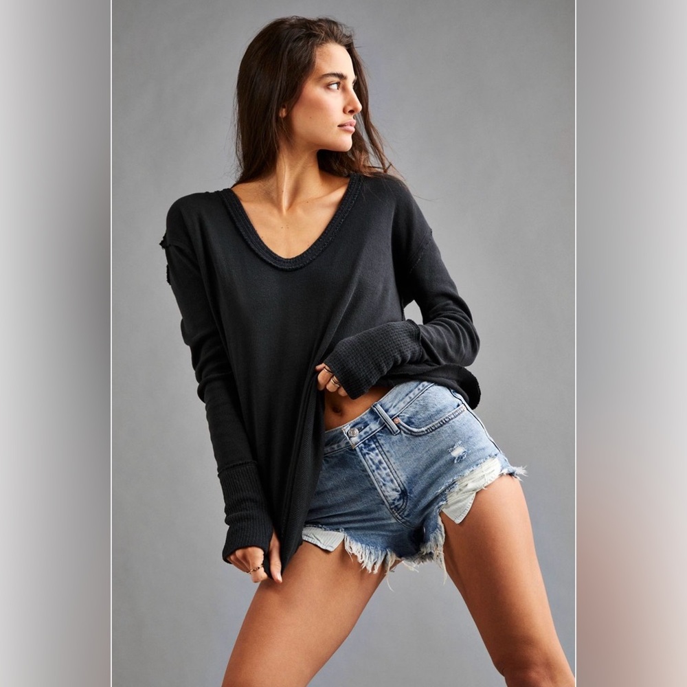 We The Free Colby Black Long Sleeve Top